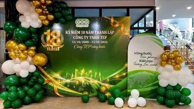 Banner kỷ niệm 18 năm thành lập Công ty TNHH TEP 13/10/2008 - 13/10/2026